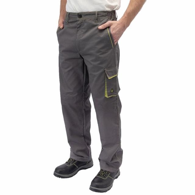 PANTALON POLYCOTON GRIS-VERT TAILLE L