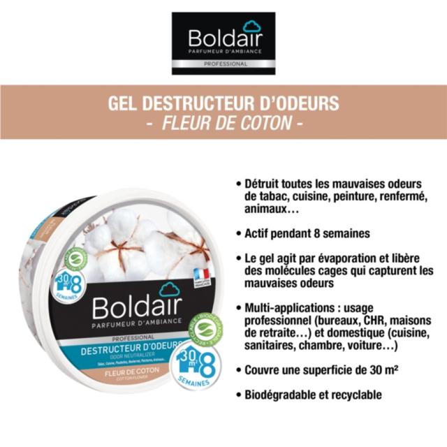 Gel Désodorisant Destructeur Odeurs Fleur de Coton 300gr - BOLDAIR