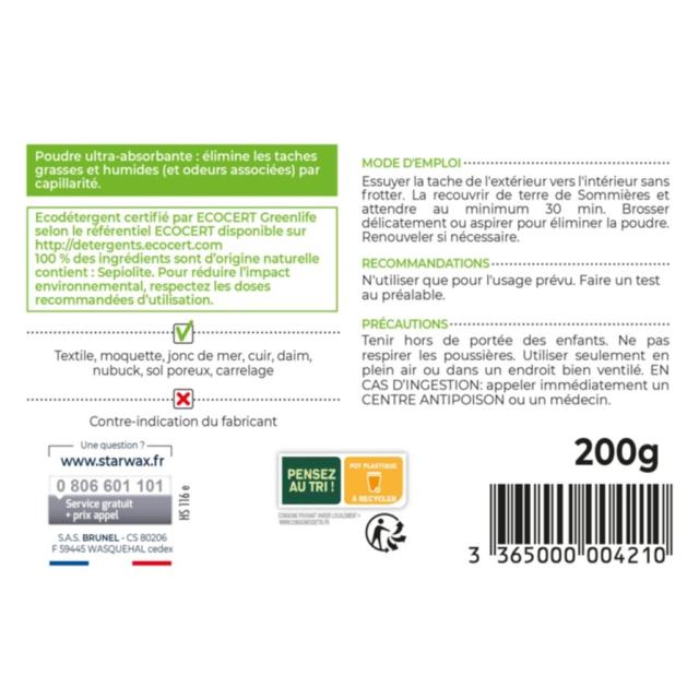 Détachant Terre de Sommières 200gr - STARWAX