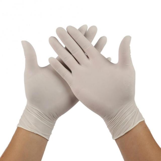  100 GANTS JETABLES LATEX NON POUDRÉ ALIMENTAIRE T.7/8