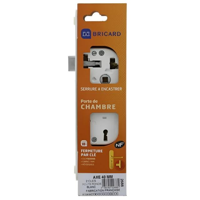 Bricard 2688 - Serrure monopoint Robust bouts ronds, axe 40mm, coloris blanc