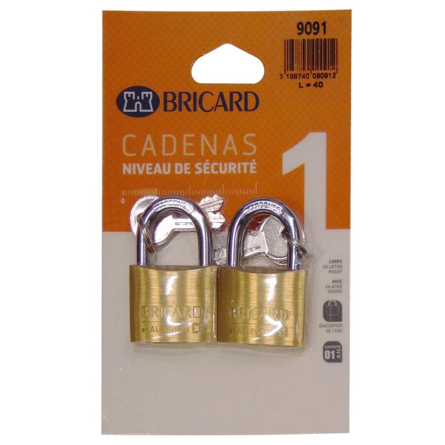 Bricard 9091 - CADENAS CLASSIQUE LAITON ANSE 22, s'entrouvrant 40mm 