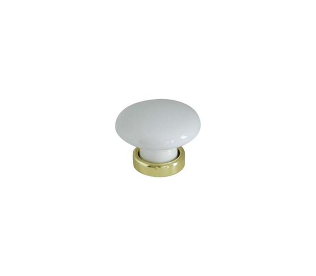 Bouton meuble Classique Céramique Laiton Blanc ø30mm - B BEAUTY