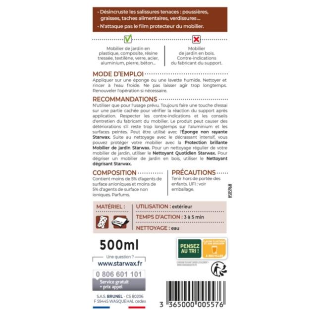 Décrassant Multi-Supports pour Mobilier de Jardin 500ml - STARWAX