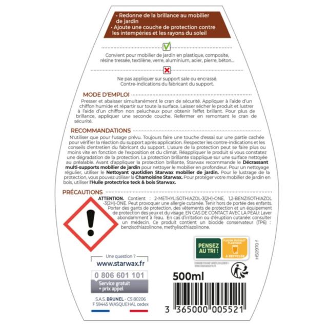 Protection brillante pour mobilier de jardin