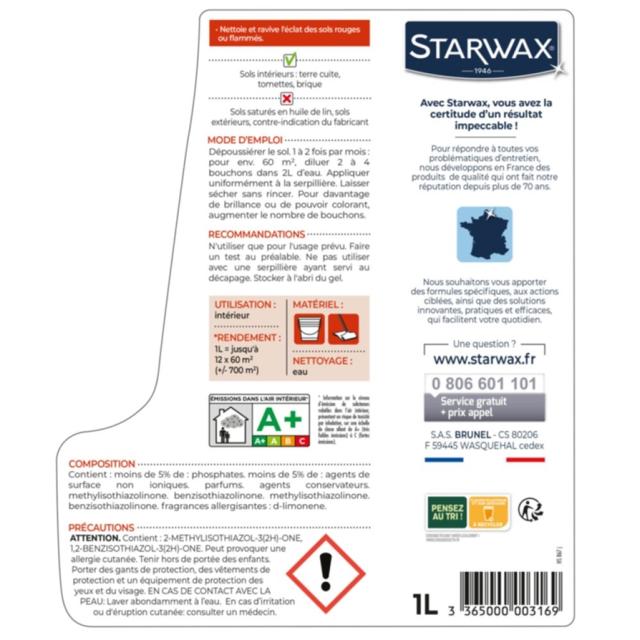 Nettoyant Raviveur Coloré pour Tomettes et Terres Cuites 1L - STARWAX