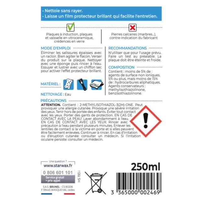 Crème de Soin pour Vitrocéram et Induction 250ml - STARWAX