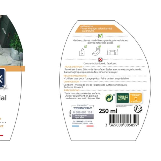 Nettoyant marbre et pierres naturelles 250 mL - STARWAX