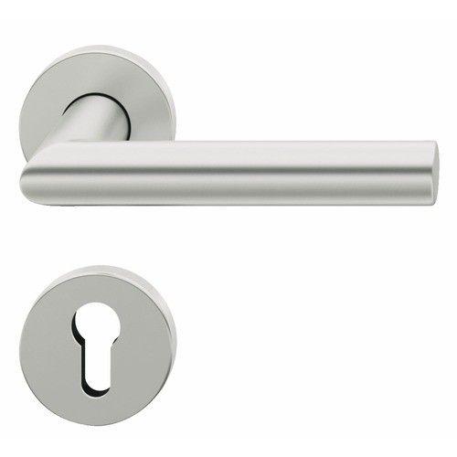 Garniture Poignée + Rosace pour porte Ovalis Inox D4