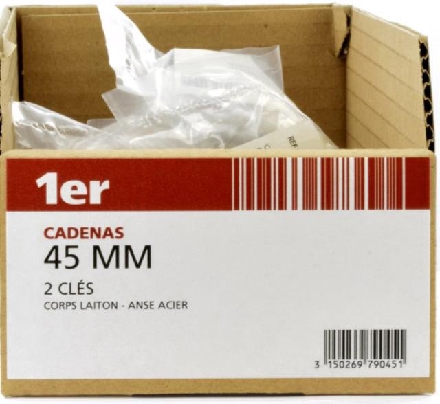 Cadenas + 2 Clés Basic Anse Acier 45mm - 1ER