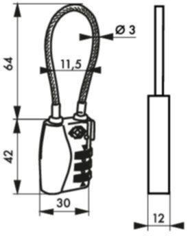 Cadenas TSA à Câble 3 Viroles - THIRARD