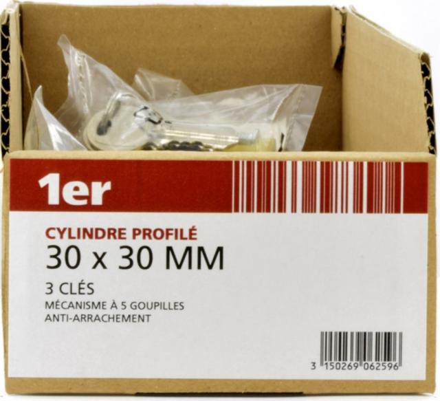 Cylindre Profilé Européen 5 Goupilles Doré 30x30mm 3 Clés - 1ER