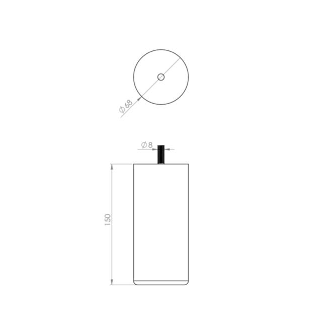 Pied de lit cylindrique, hêtre brut H.150mm - CIME