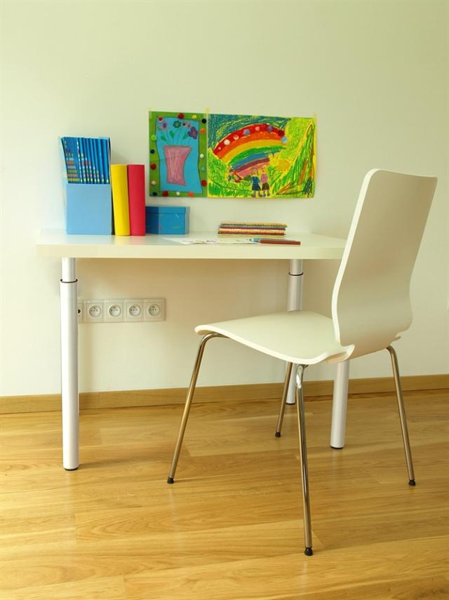 Pied de table, bar et plan de travail ZOOM rond blanc réglable Ø60 x 730 à 1100mm