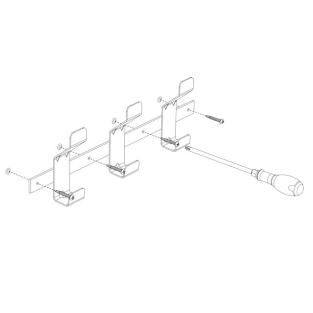 Patère basique acier blanc 3 têtes 450x140mm -CIME