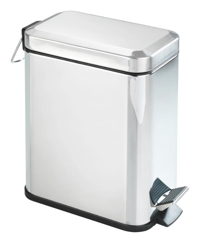 Poubelle à pédale inox brillant square 5 litres