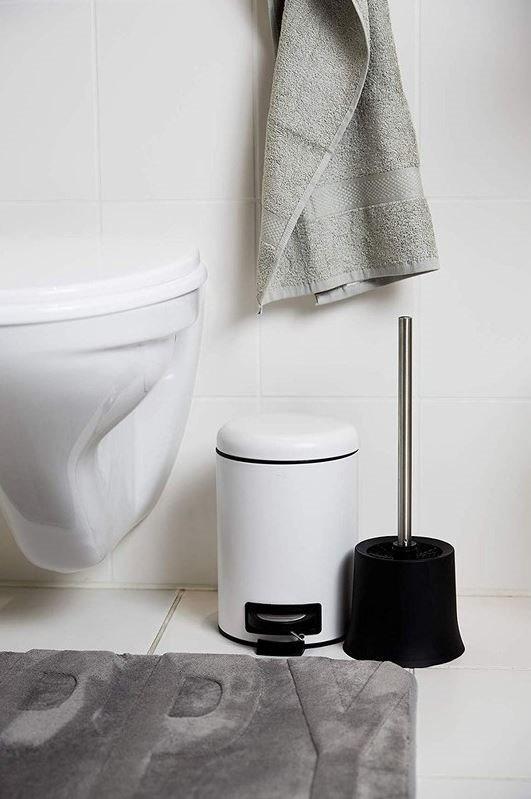 Poubelle salle de bain Léman 3L à pédale acier inox blanc - WENKO