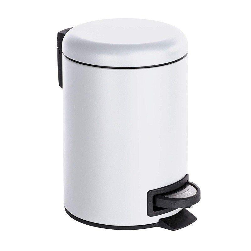 Poubelle salle de bain Léman 3L à pédale acier inox blanc - WENKO