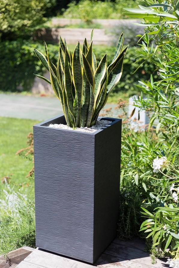 Pot Carré Graphite Gris Anthracite  EDA - Dim. 39,5x39,5x80 Cm 