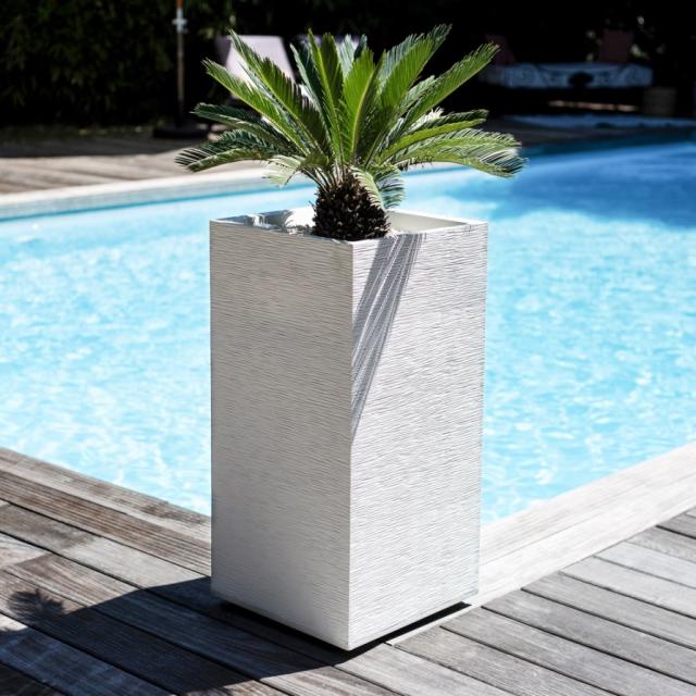 Pot Carré Graphite Gris Anthracite  EDA - Dim. 39,5x39,5x80 Cm 