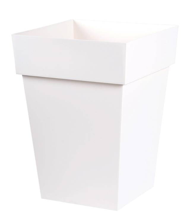 Pot De Fleur Carrée Toscane EDA Dim. 39 X 39 X 53 Cm Certifié Origine France Garantie Coloris Blanc 51 EDA