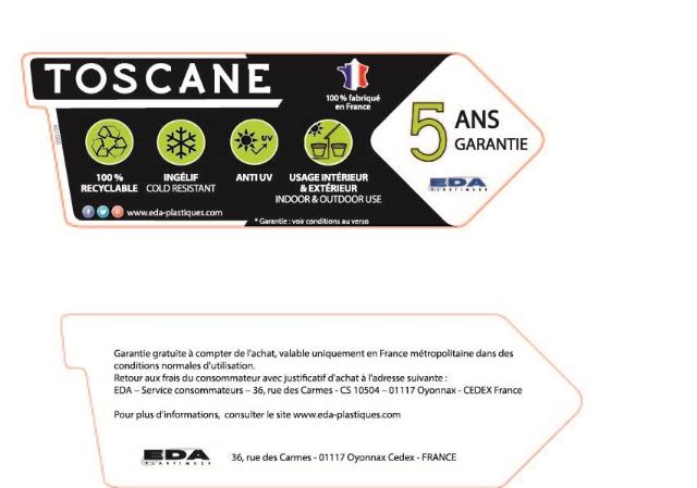 Pot Carré XXL TOSCANE 98L EDA Blanc