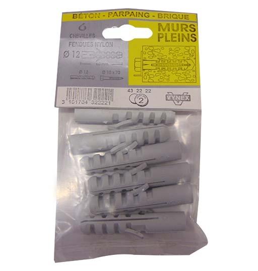 Pqt 6 chevilles fendue nylon 12x60