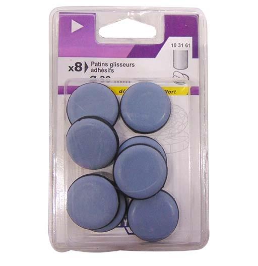 Pqt 8 patins ptfe gris adhesif d.30