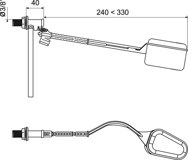 robinet flotteur à levier, alimentation latérale - 1ER