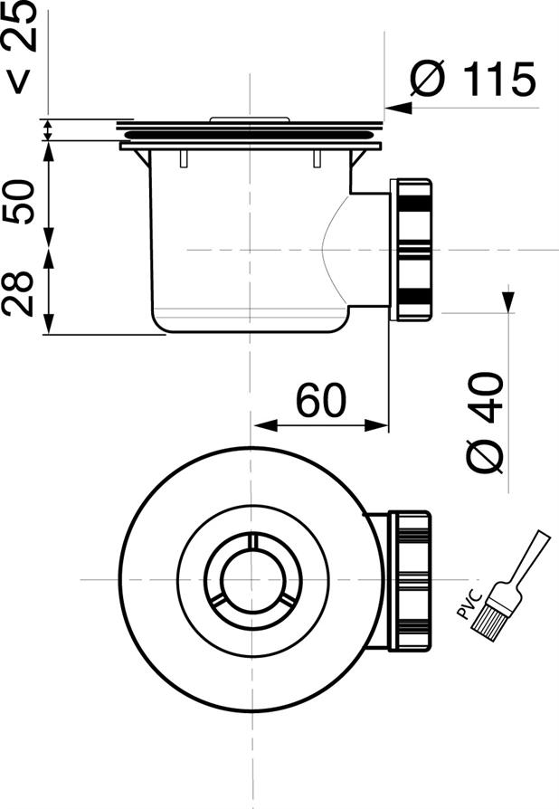 bonde de douche ø90 mm chromée, sortie ø40 mm - 1ER