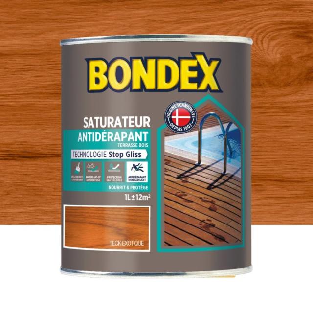 Saturateur bois antidérapant 1L teck exotique BONDEX