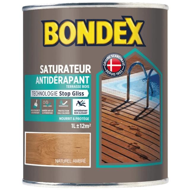 Saturateur bois antidérapant 1L naturel ambré BONDEX