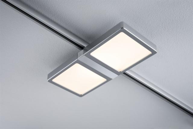 Luminaire sur rail Urail Panneau LED Double 8W chromé mat