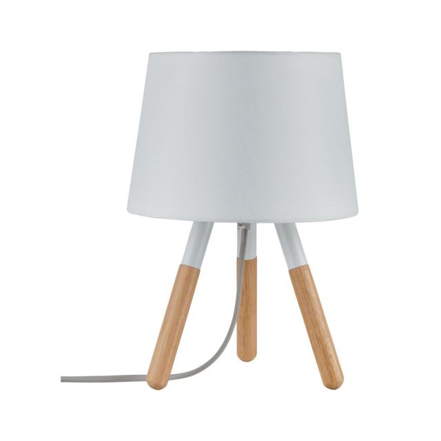 Lampe à poser LED Berit E27 max20W Blanc/Bois Tissu/Métal/Bois 230V sans ampoule