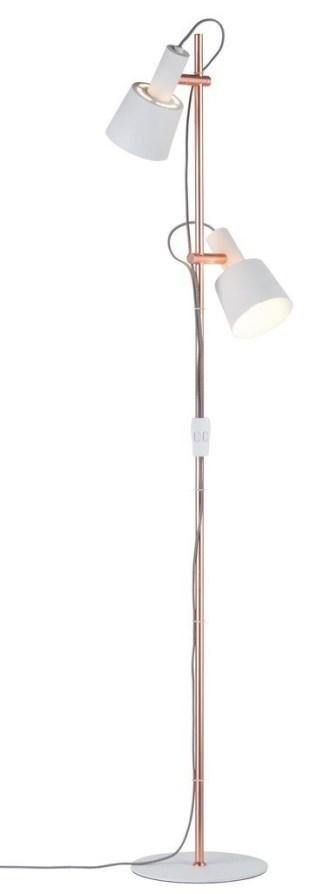 Lampadaire LED Haldar E14 max2x20W Blanc/Cuivre mat Métal 230V sans ampoule