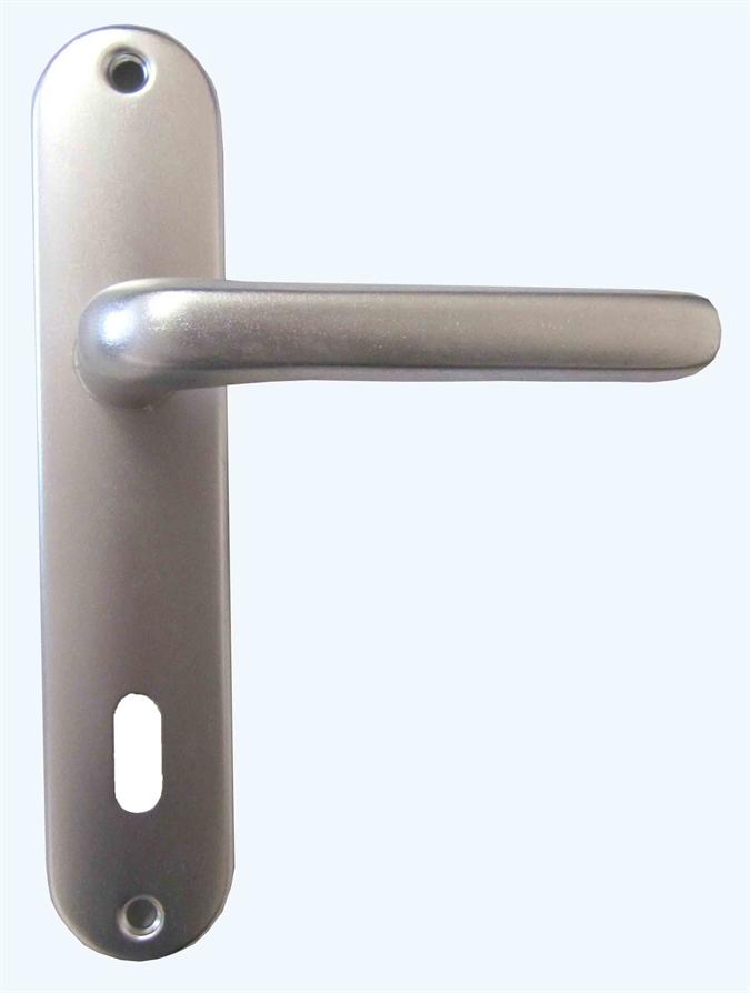 Poignée de porte trou clé Chamonix alu argent entraxe 165mm - 1ER