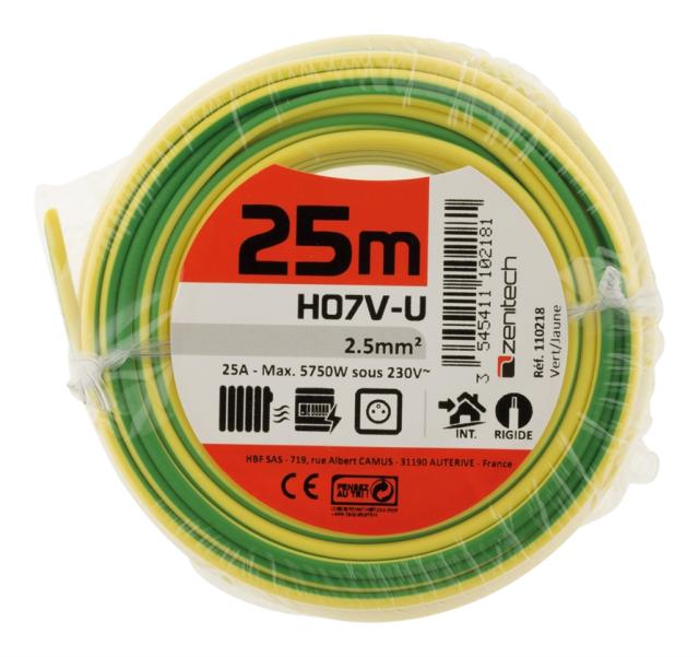 CABLE HO7VU 2.5 VERT/JNE 25M