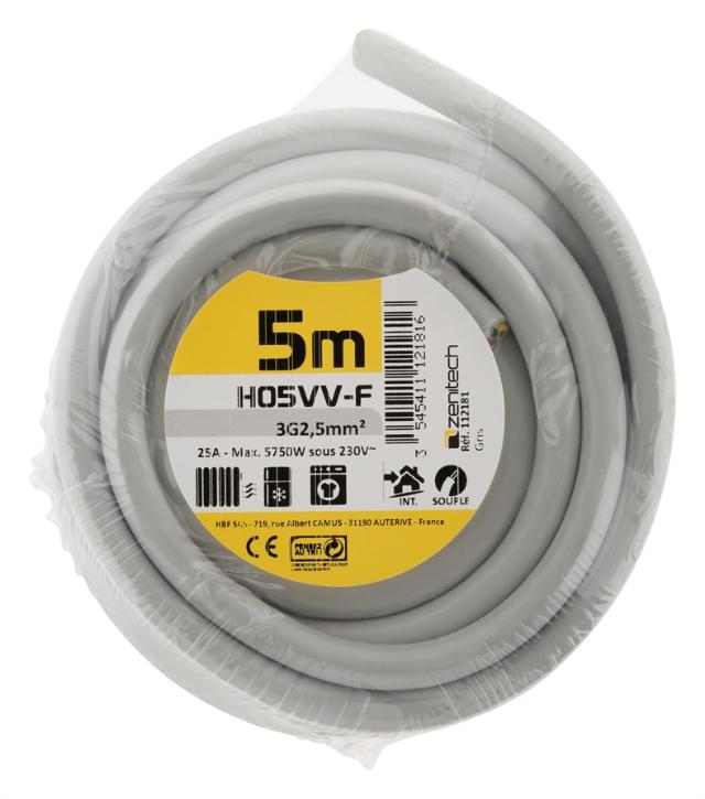 CABLE HO5VVF 3X2.5 GRIS 10M