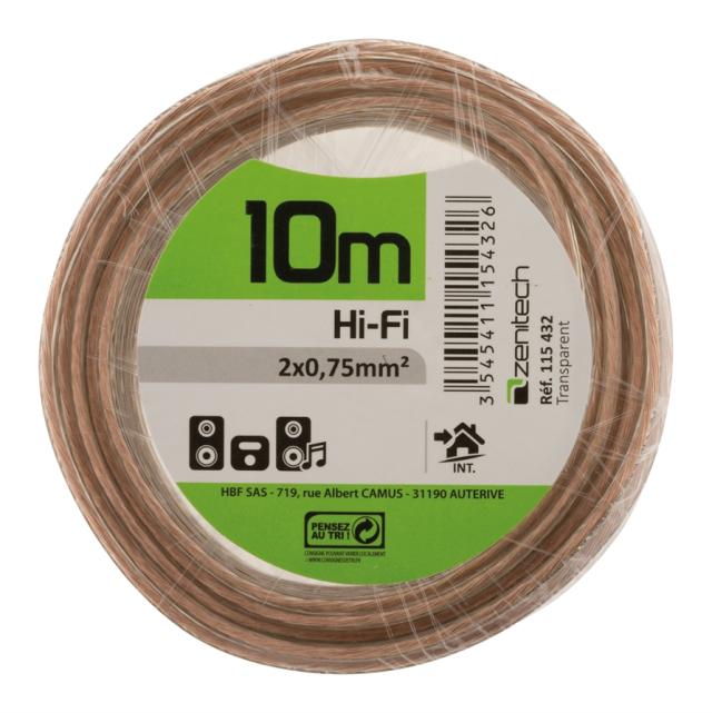 CABLE HIFI 2X0.75 BOBI. TRANSPAR. 10M