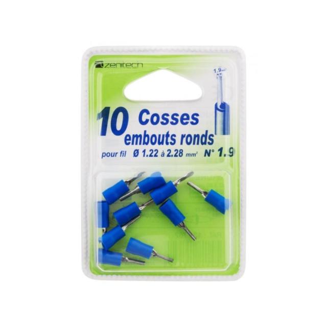 BLISTER 10 COSSES BLEU EMBOUTS 1,9M