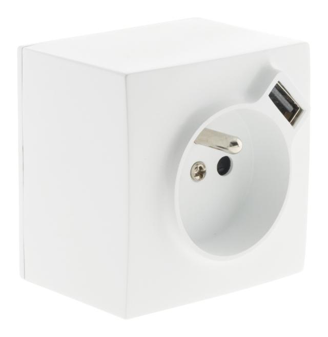 Prise 2p+t + usb 2.4a en saillie blanc ral 9010