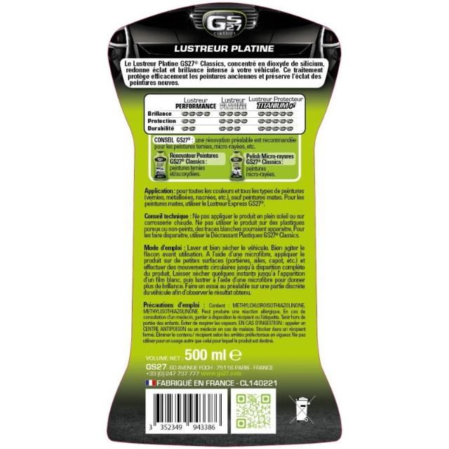 Lustreur platine a la cire de carnauba 500ml gs27