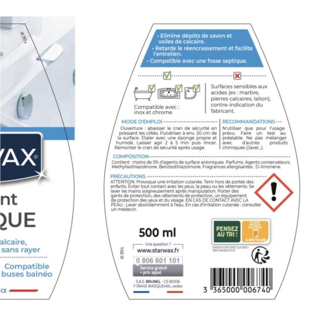 Nettoyant Anti-Calcaire pour Acrylique 500ml - STARWAX