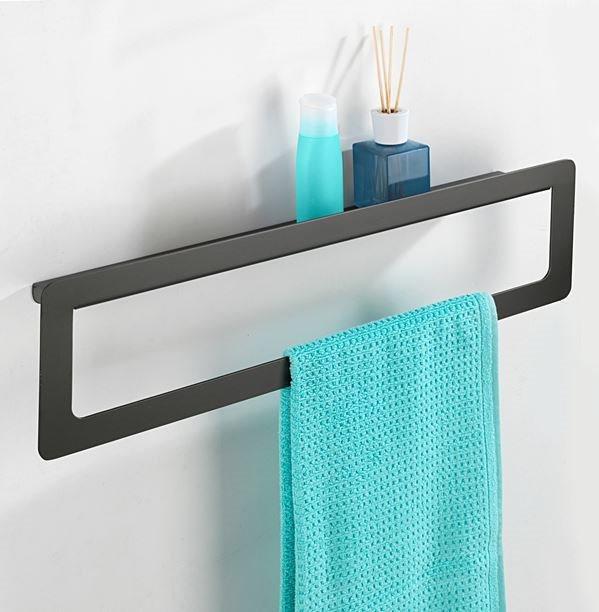 Porte-serviettes Montella 1 barre + Tablette anthracite - WENKO