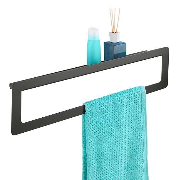 Porte-serviettes Montella 1 barre + Tablette anthracite - WENKO