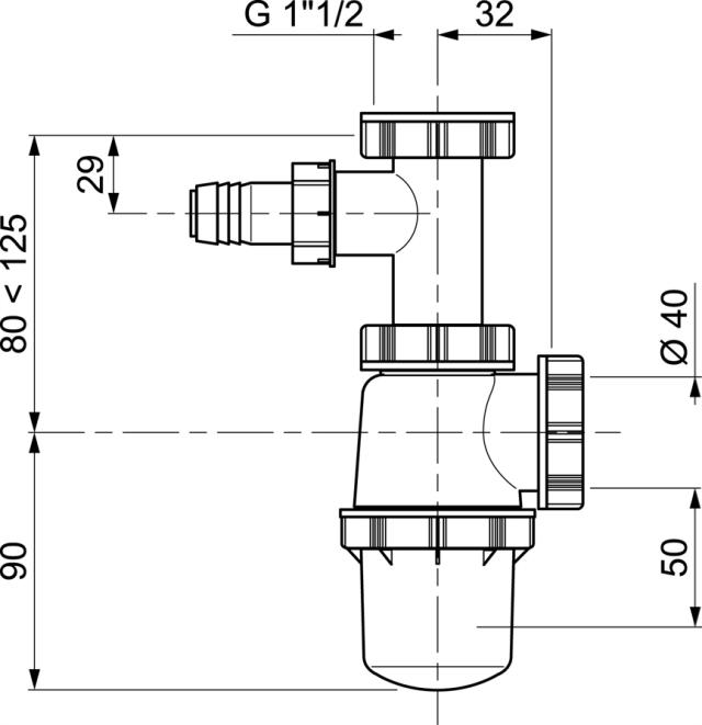 Siphon d''évier avec prise machine à laver