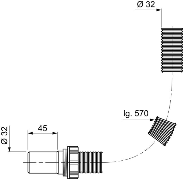 Raccord souple annelé gris Ø32 m
