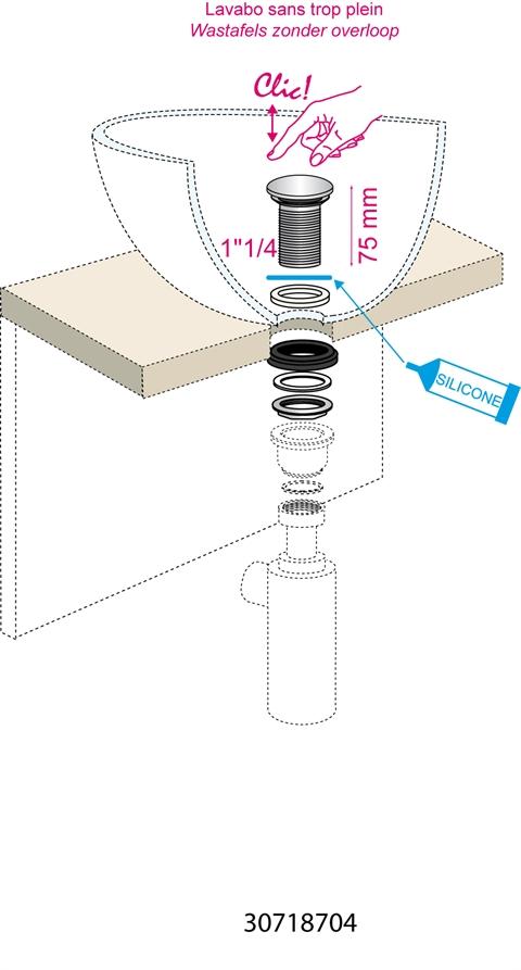 Bonde pour lavabo, vasque ou lave-mains