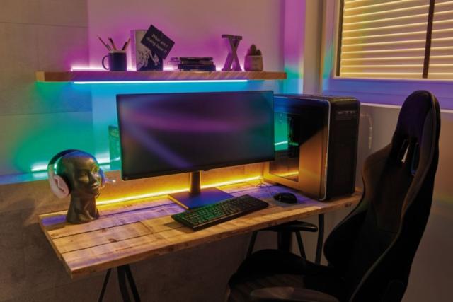 Ruban LED Neon Colorflex USB 1m bleu 4,5W 10lm 120LED 5V blanc plastique