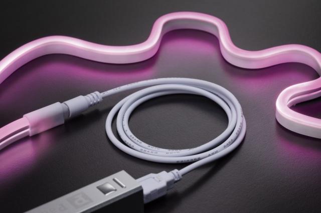 Ruban LED Neon Colorflex USB 1m bleu 4,5W 10lm 120LED 5V blanc plastique